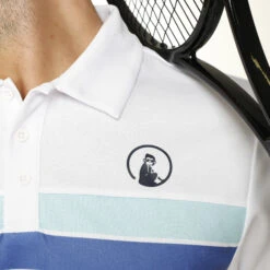 Ocean Block Stripe Tournament Polo Men - White, Blue -Viva Wear Closet Store 00186000 19