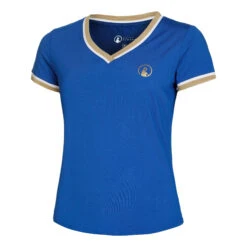 Retro V-Neck T-Shirt Women - Blue