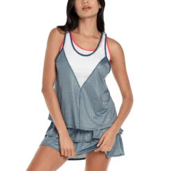Royal Palm Layer Tank Top Women - Blue, White -Viva Wear Closet Store 01300000 13