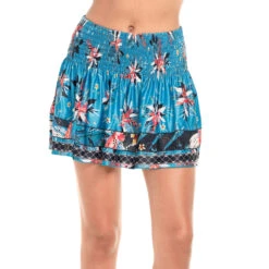 Long Beach Bound Smocked Skirt Women - Blue, Multicoloured -Viva Wear Closet Store 01309000 13