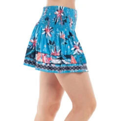 Long Beach Bound Smocked Skirt Women - Blue, Multicoloured -Viva Wear Closet Store 01309000 15