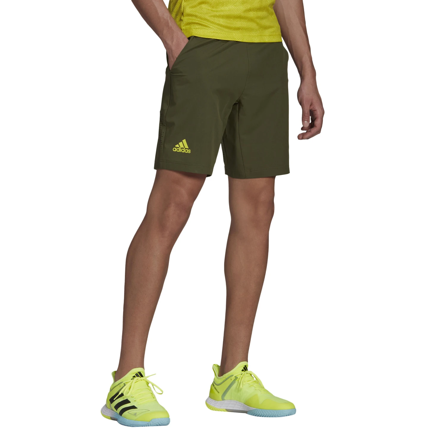 ADIDAS Primeblue Ergo 9in Shorts Men - Olive, Yellow 4 ADIDAS Primeblue Ergo 9in Shorts Men - Olive, Yellow - Image 2