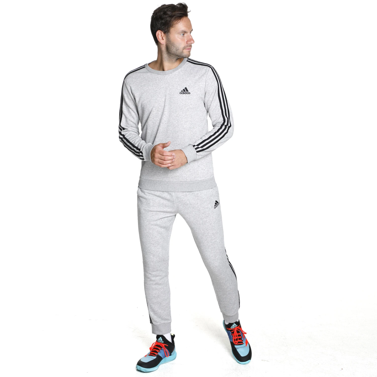 ADIDAS 3 Stripes French Terry Cotton-Touch Training Pants Men - Grey 4 ADIDAS 3 Stripes French Terry Cotton-Touch Training Pants Men - Grey - Image 2