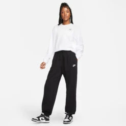 Nike Sportswear Club Fleece Mid-Rise Oversized Training Pants Women - Black -Viva Wear Closet Store 55471000 15