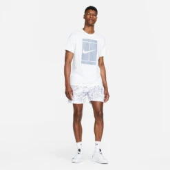 Nike Court Dri-Fit Heritage Printed Shorts Men - White, Grey -Viva Wear Closet Store 55918000 19